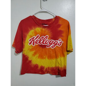 Kellogg's Youth Red Orange Tie-Dye Graphic Tee T-Shirt Size Small